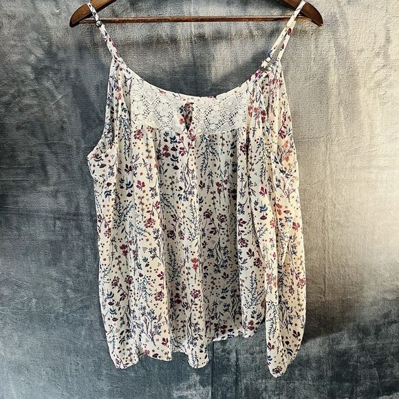 Rewind Cold Shoulder Top Size L Lace Blouse Womens Boho Chic Fall Spring Top - Picture 1 of 9